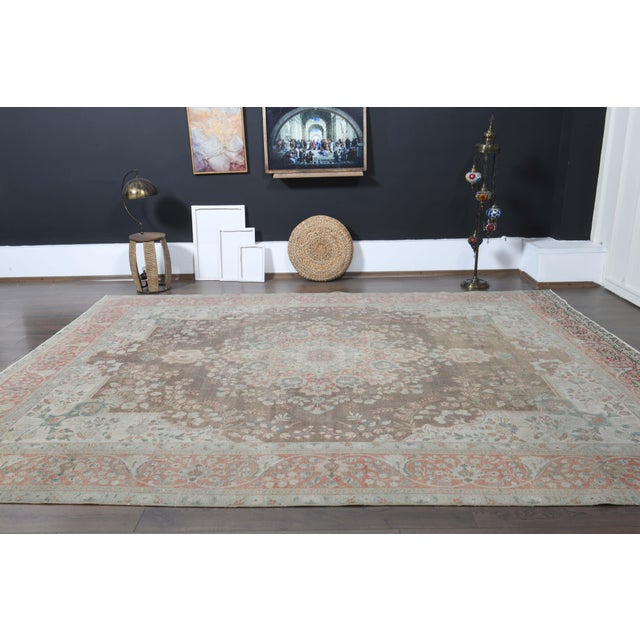 1970s Vintage Persian Handmade Wool Cotton Brown Area Rug For Sale - Image 11 of 11