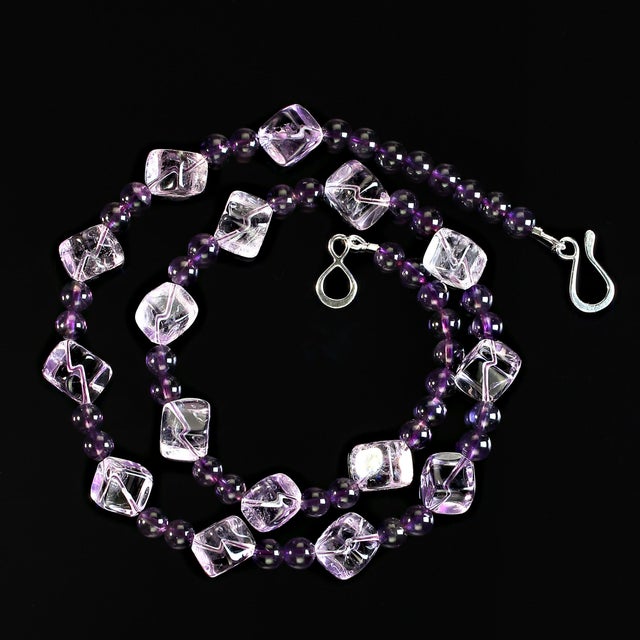 Rose of France Cubes and 6mm Amethyst Necklace For Sale - Image 4 of 8