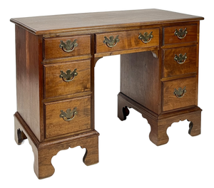 Vintage Chippendale Style Solid Walnut Kneehole Desk