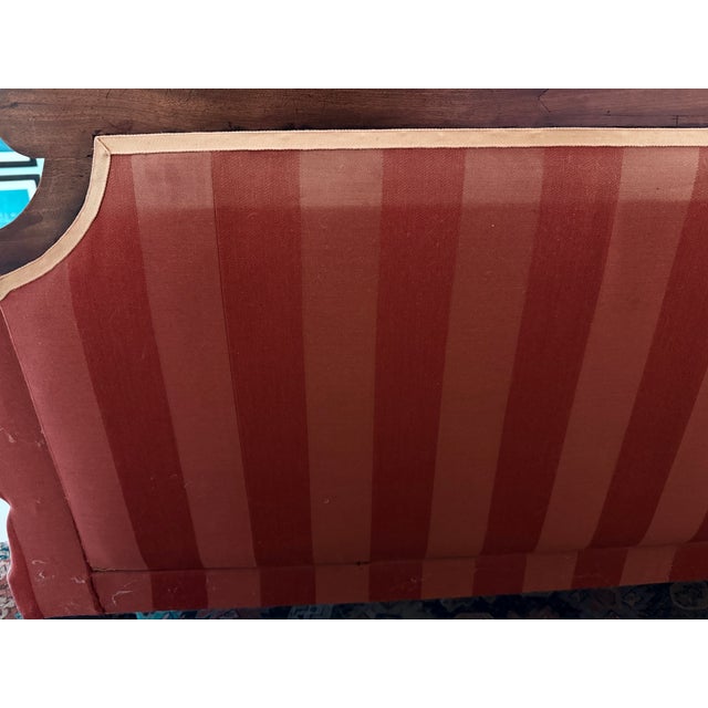 Antique Late Regency William IV Mahogany Settee in Clarence House Wool Stripe For Sale - Image 13 of 13