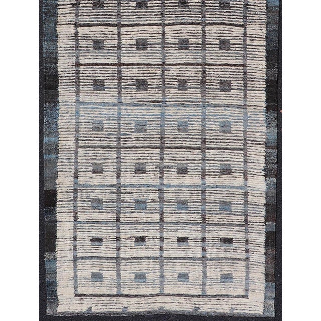 Textile Modern Afghan Runner in Wool With All-Over Geometric Design 3'3 X 10'2 For Sale - Image 7 of 11