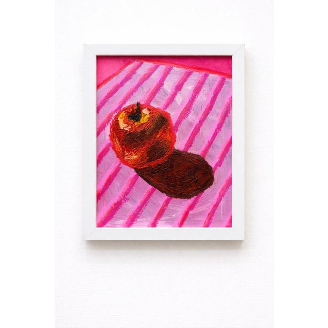 Contemporary Contemporary Apple Still Life Painting, Colorful Acrylic and Oil Pastel on Paper, 9x12 For Sale - Image 3 of 3