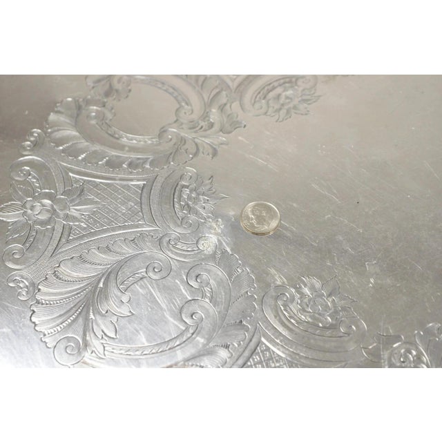 Metal Mid 19th Century French Renaissance Bacchanal Scene Silver Plated Bacchus Figural Salver Tray For Sale - Image 7 of 15