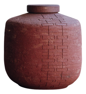 Remember Us Double Happiness Jar 78 in Red Stoneware by Marie Martin Ceramics