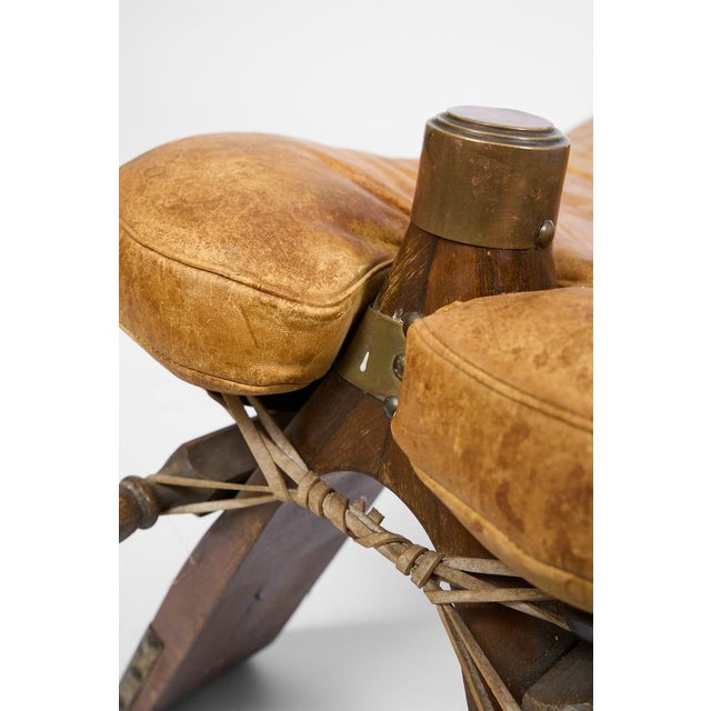 Copper Vintage Pommel Horse Ottoman in Leather and Wood, 1960s For Sale - Image 8 of 13