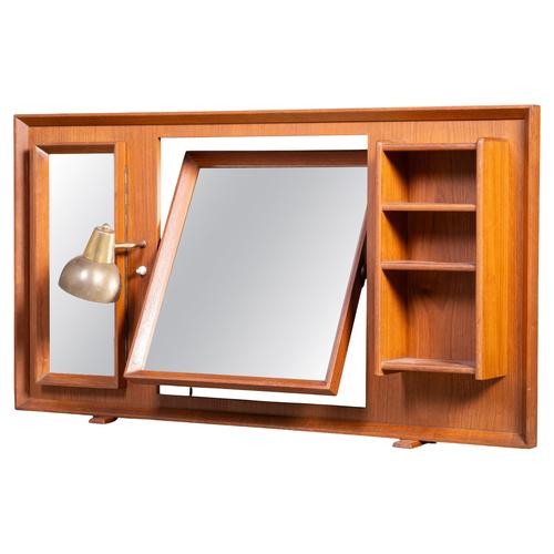 Vintage Freestanding Teak Mirror with Lamp, 1960s For Sale - Image 8 of 8