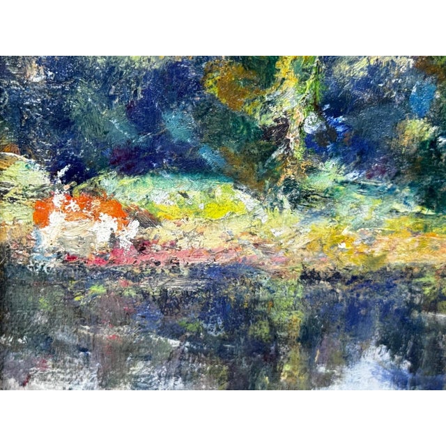 Wood French Impressionist Oil Painting Fisherman on the River Orne, Normandy — C. 1920 Signed by André Prévot-Valéri For Sale - Image 7 of 18