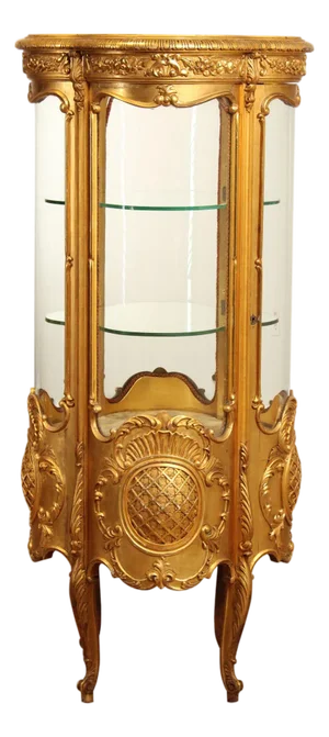 Rococo Style Giltwood Curio Cabinet With Glass Panels