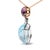 Contemporary 18K White and Rose Gold Round Diamond Accent and Round Rose De France Pink Amethyst and Cushion Cut Sky Blue Topaz Dangle Drop 18" Pendant Necklace For Sale - Image 3 of 5