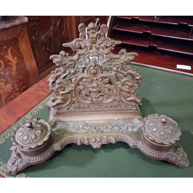 Antique Bronze Inkwell with Cherubs, 1800s For Sale - Image 4 of 8