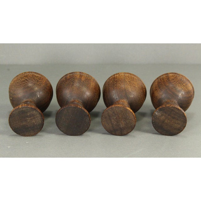 Brown 19th C. Treen Ware Turned Wood Egg Cups Set of Four For Sale - Image 8 of 15