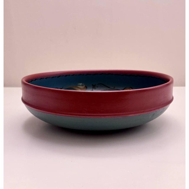 Cerulean Large Vintage Norwegian Hand-Painted Wooden Rosemaling Bowl For Sale - Image 8 of 8
