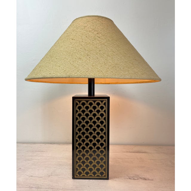Vintage Table Lamp with Black and Gold Cube Base For Sale - Image 3 of 14