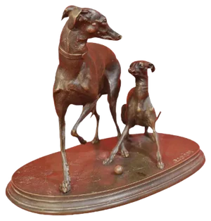 Two Bronze Greyhound Dogs by Pierre-Jules Mene, 1810-1879