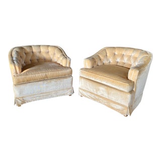 Mid-Century Hollywood Baughman Style Club Barrel Chairs - a Pair For Sale
