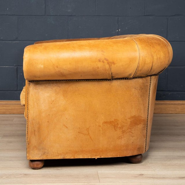 20th Century Dutch Two Seater Sheepskin Leather Sofa For Sale - Image 3 of 18