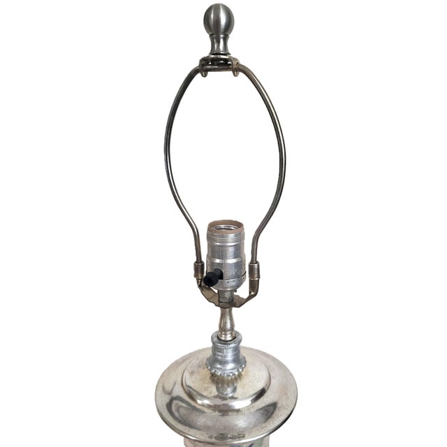 Silver Antique Asian Reverse Painted Mercury Glass Vase as Lamp For Sale - Image 8 of 13