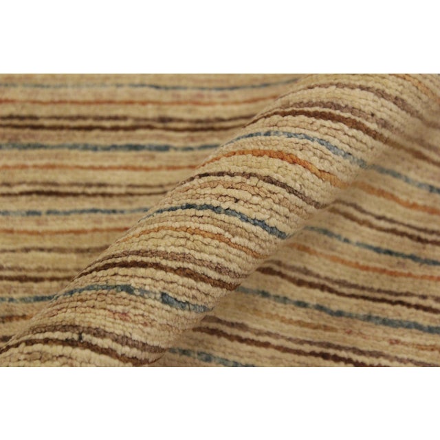 Textile Contemporary Gabbeh Tan/Rust Wool Rug - 4'1'' X 5'8'' For Sale - Image 7 of 10