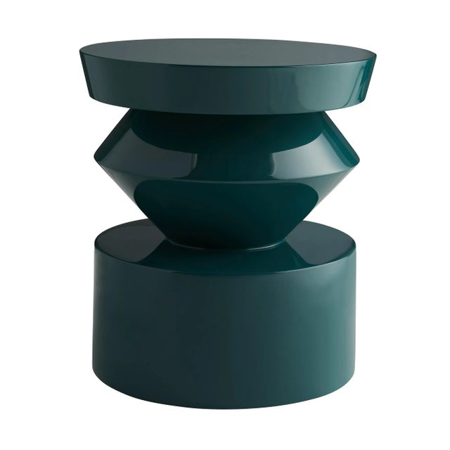 Arteriors Home Uma Accent Table, Lacquer Peacock Blue For Sale - Image 13 of 13