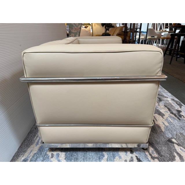 2010s Modern Classics Petite Corbusier Style Loveseat, Parchment For Sale - Image 5 of 12