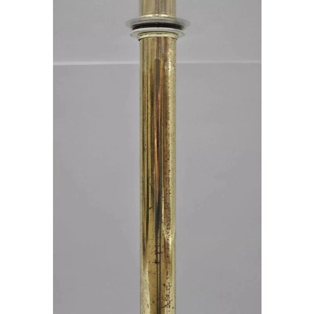 Metal Vintage Mid-Century Modern Brass Lucite Marble Floor Lamp With Magazine Table Rack For Sale - Image 7 of 11