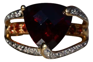 Specialty Cut Garnet and Diamond Ring