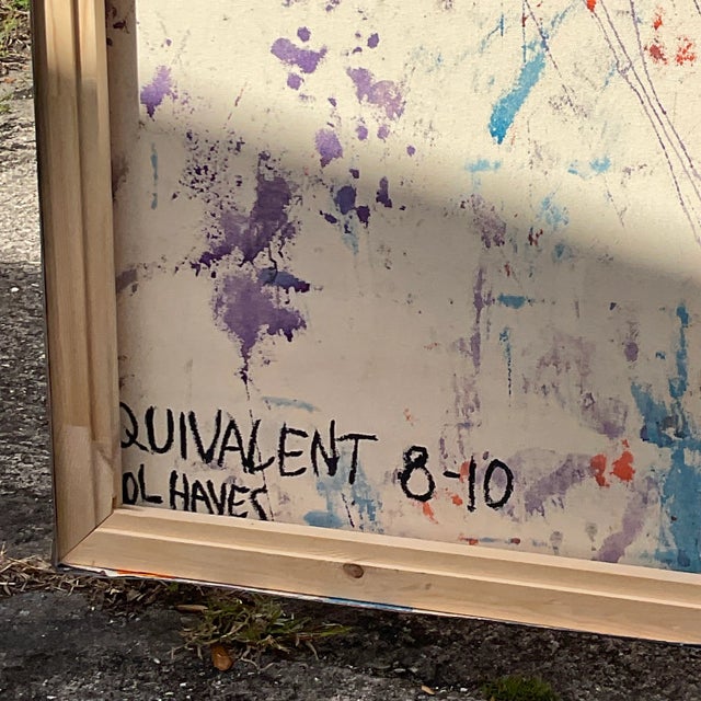 Pink Vintage Monumental Boho Signed Original Abstract Oil Painting For Sale - Image 8 of 9