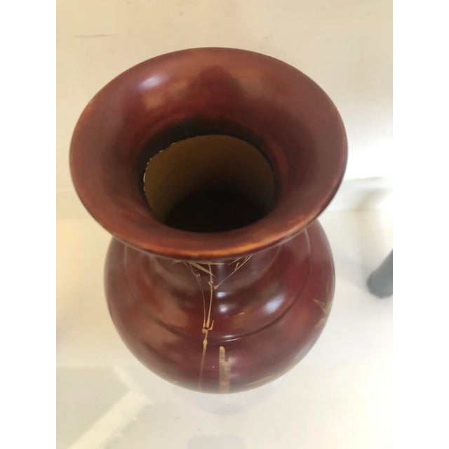 Late 20th Century Vintage Hand-Painted Golden Color Bamboo Glass Vase For Sale - Image 5 of 12