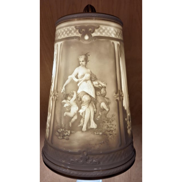 1970s Vintage German Table Lamp with Hand-Painted Porcelain Base and Porcelain Shade from Schierholz, 1970s For Sale - Image 5 of 12