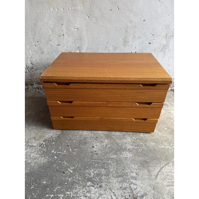 Danish Teak Low Chest with Three Drawers, 1970s For Sale - Image 8 of 8