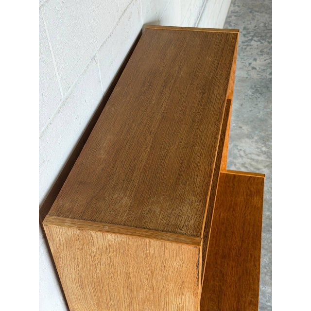 Brown Oak Cabinet With Lower Doors and Shelves Vintage Mid-Century Modern 1960s For Sale - Image 8 of 10