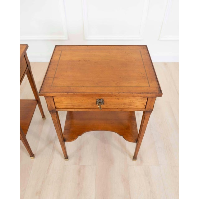Pair of French 20th Century Louis XVI Style Cherrywood Tables For Sale - Image 9 of 10