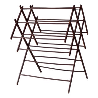 Antique Primitive Folding Wood Drying Rack For Sale