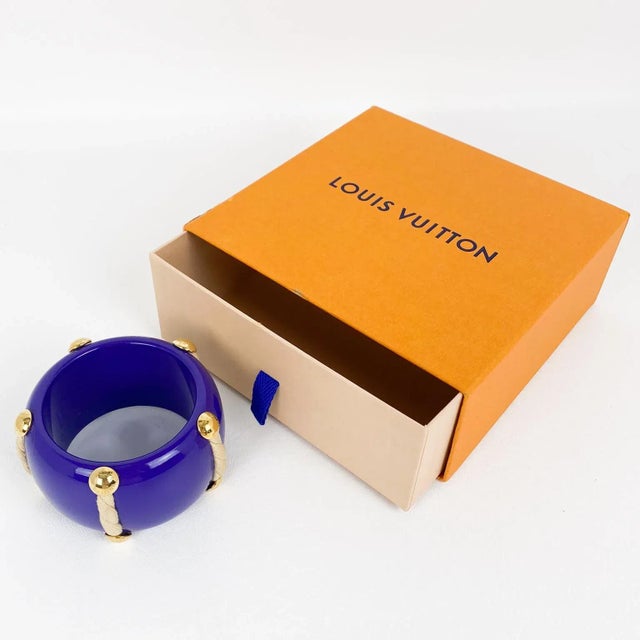 Louis Vuitton Louis Vuitton Blue Nautical Rope Bangle Bracelet Cruise 2010 Gold Grommets For Sale - Image 4 of 10