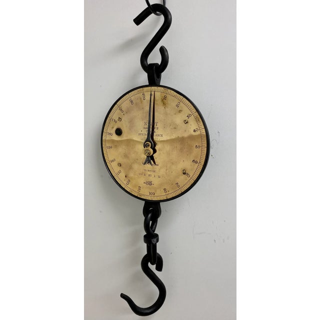 Antique Brass Salter Spring Balance Scale 20t With 200 Lb Capacity From England - Circa 1900 For Sale - Image 13 of 13