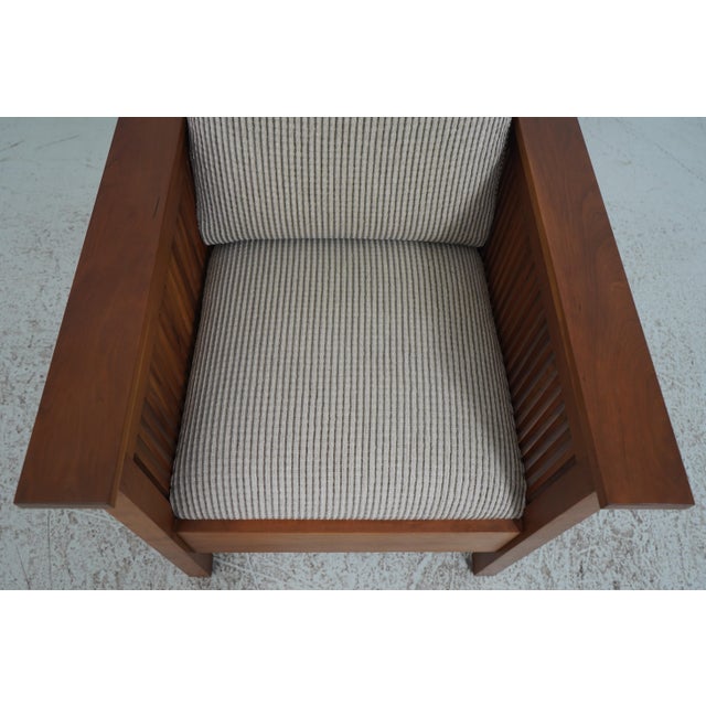 Wood Stickley Cherry Spindle Morris Style Lounge Chair For Sale - Image 7 of 12
