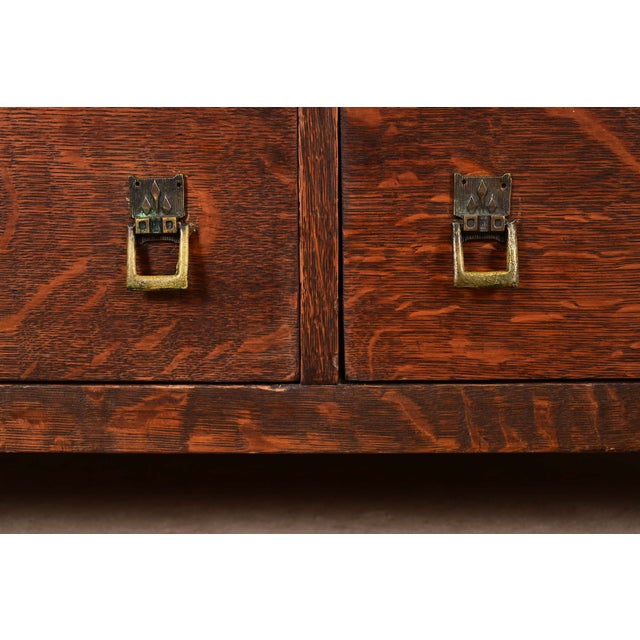 Limbert Style Antique Mission Oak Arts and Crafts Bookcase Cabinet, Circa 1910 For Sale - Image 9 of 14