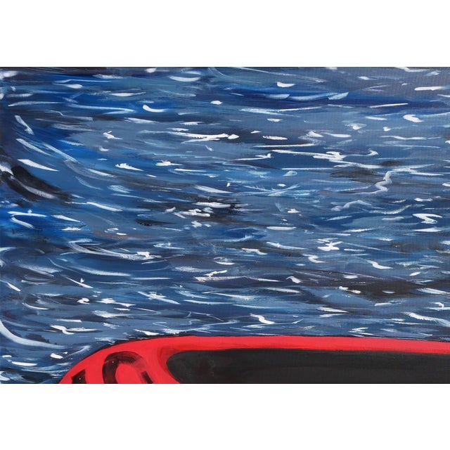 2020s Moisés Villafuerte "Salvavida" Blue, Red, and White Contemporary Seascape Painting with Texts, 2023 For Sale - Image 5 of 11