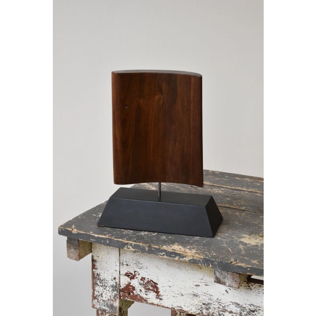 Mid-Century Modern Vintage Large-Scale Teak Teardrop Fin Sculpture Mounted to Painted Wood Base by Paul Bechtold, Circa Mid 20th Century For Sale - Image 3 of 15