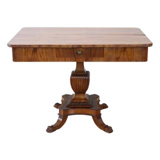 Antique Extendable Walnut Card or Tea Table with Drawer, 1800s For Sale