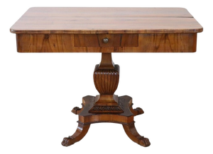 Antique Extendable Walnut Card or Tea Table with Drawer, 1800s