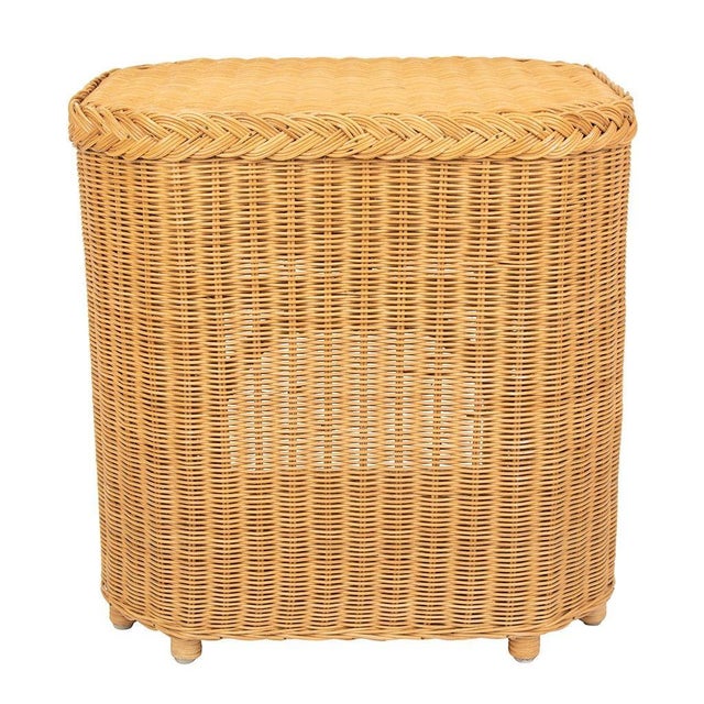 Mid 20th Century Pair of Vintage Rattan Side Tables With Brass Hardware For Sale In West Palm - Image 6 of 8