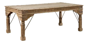 Indian Bleached Sheesham Wood and Iron Courtyard Door Made into a Coffee Table