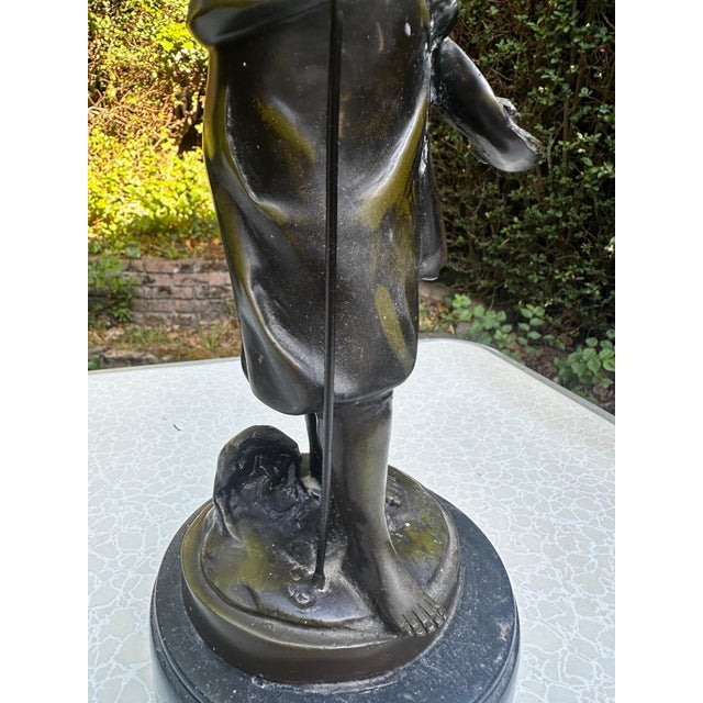 Hippolyte François Moreau, Young Fisherman, 1900, Bronze with Green Patina For Sale - Image 17 of 18