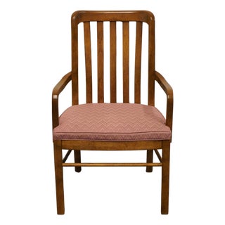 Drexel Furniture Woodbriar Collection Rustic European Slat Back Dining Arm Chair For Sale