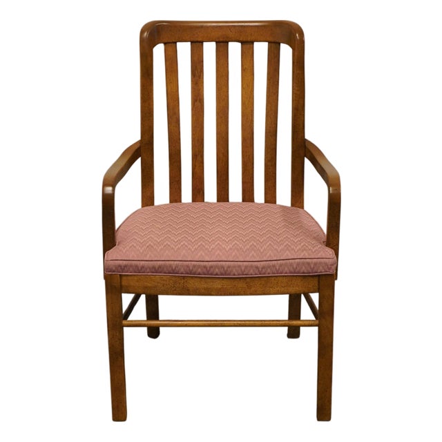 Drexel Furniture Woodbriar Collection Rustic European Slat Back Dining Arm Chair For Sale