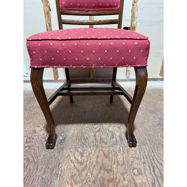 Antique Victorian Style Hand Carved Lion Feet Dining Chairs. Set of 3 For Sale - Image 13 of 17