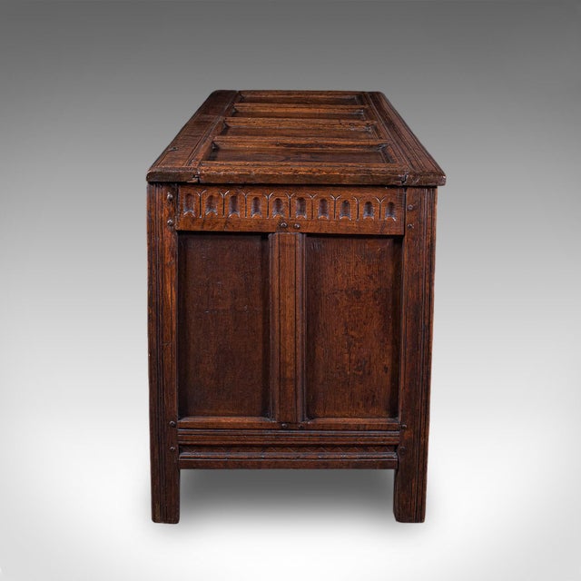Long Antique Coffer, English, Oak, Blanket Chest, Period Storage, William III For Sale - Image 4 of 10