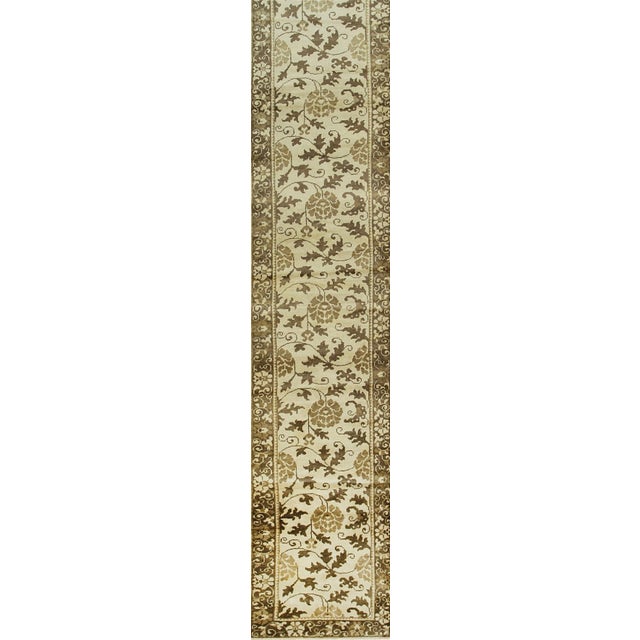 9x12 Ivory Hand-Knotted Wool Floral Scrollwork Geometric Modern Carpet Rug For Sale - Image 10 of 10