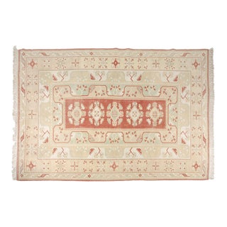 Oushak Vintage Geometric Carpet For Sale
